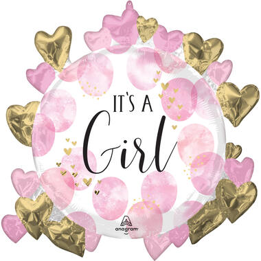 Foil Balloon - Shape - "IT'S A Girl" - Pink Watercolor